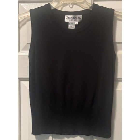 Joseph A. Women Sleeveless Crewneck Knit Tank Top Sweater Size Med Black - Picture 1 of 3